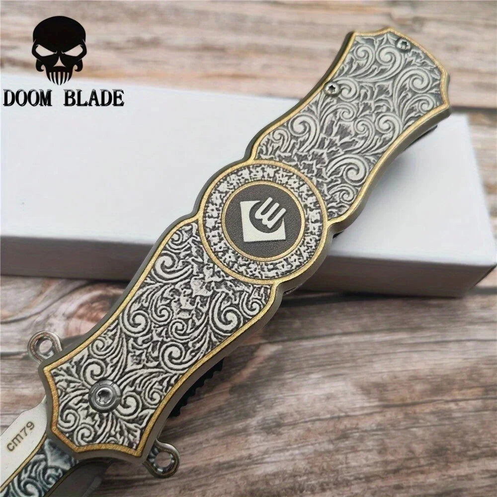 Quick-Open Tactical Folding Knife with 5CR15MOV Blade, Stainless Steel Handle & Waist Clip - Perfect for Outdoor Rescue & EDC