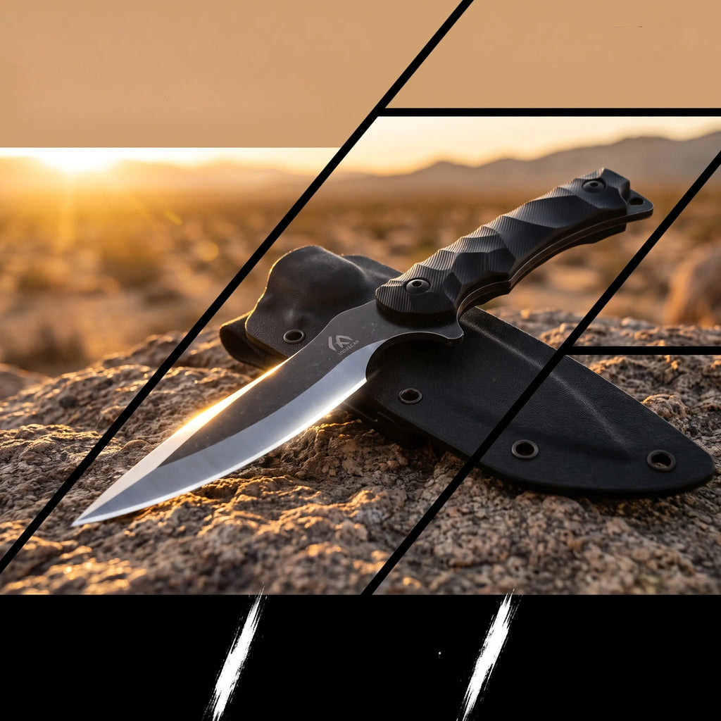 Outdoor multifunctional straight knife hiking camping picnic fruit and vegetable processing portable knife with storage sheath