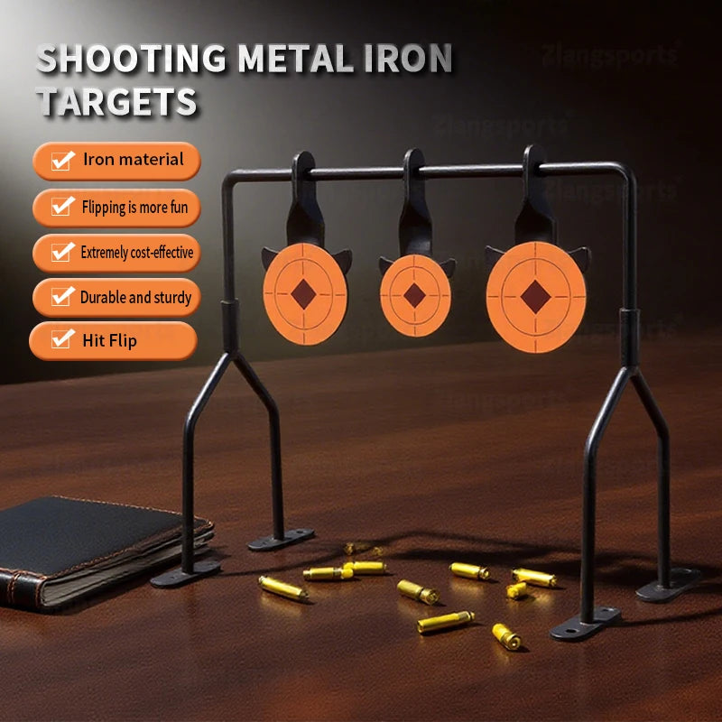 Zlangsports Rotating Metal Target Stand 3 Shooting Training Iron Targets for Airsoft Air Rifle Air Pistol Training