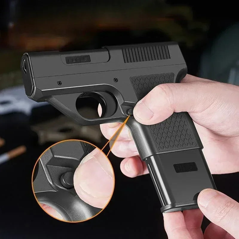 Outdoor Camping Gun Shaped Cigarette Case with Lighter,3 Capacity Windproof Jet Flame Butane Lighter,Men's Smoking Gadget & Gift