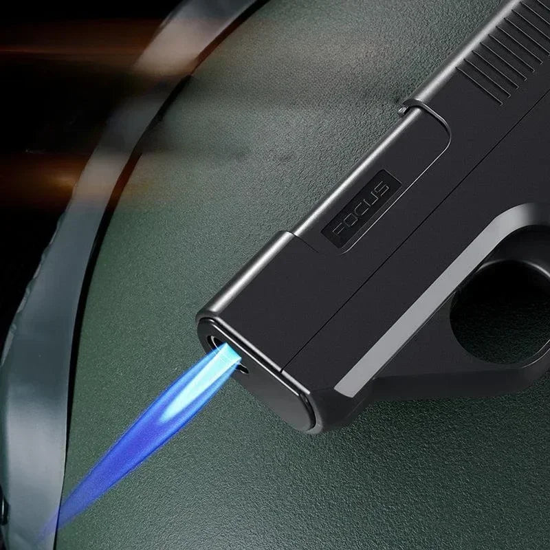 Outdoor Camping Gun Shaped Cigarette Case with Lighter,3 Capacity Windproof Jet Flame Butane Lighter,Men's Smoking Gadget & Gift