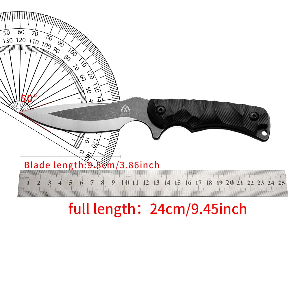 Outdoor multifunctional straight knife hiking camping picnic fruit and vegetable processing portable knife with storage sheath